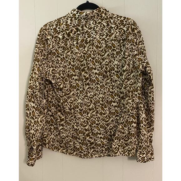 Jones New York Sport Animal Print Long Sleeve Button Up Roll Tab Blouse XL - Picture 2 of 5